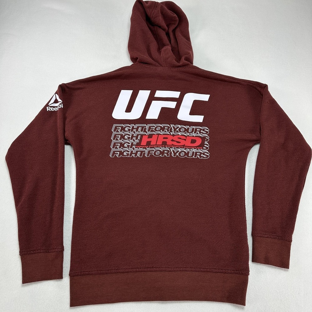 UFC Sweatshirt Mens Small Red MMA Mixed Martial Arts Hoodie Reebok Full Zip